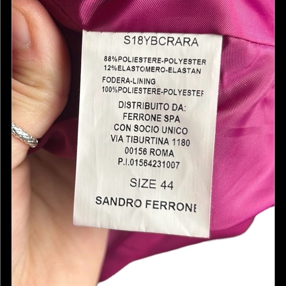Sandro Ferrone Pink Fuchsia Barbie Double Breasted Blazer Size 44 (8) - Picture 4 of 4
